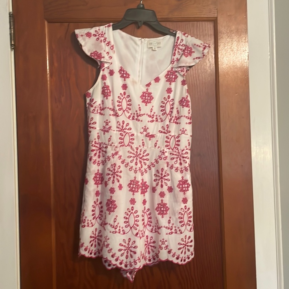 Pink floral romper
